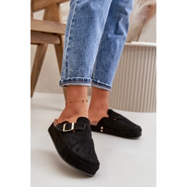 Naisten alustakengät, joissa kultainen solki, musta Terilaina 2