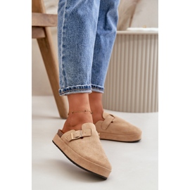 Naisten alustan varvastossut kultaisella soljella, tumma beige Terilaina 2