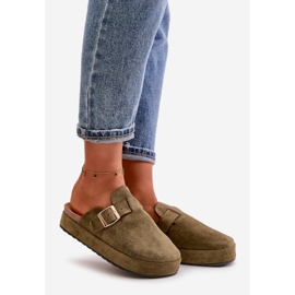 Naisten alustan varvastossut kultaisella soljella, tummanvihreä Terilaina 1