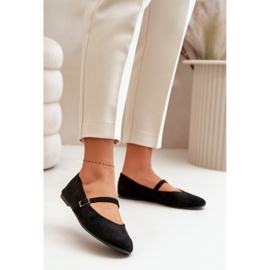 Eco Suede Black Flat Ballet Flats hihnalla Tirilina musta 2