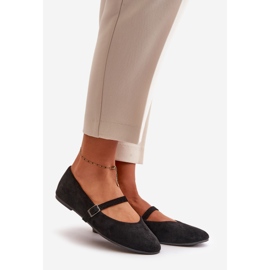 Eco Suede Black Flat Ballet Flats hihnalla Tirilina musta 1