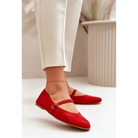 Eco Suede Red Flat Ballet Flats hihnalla Tirilina punainen 2