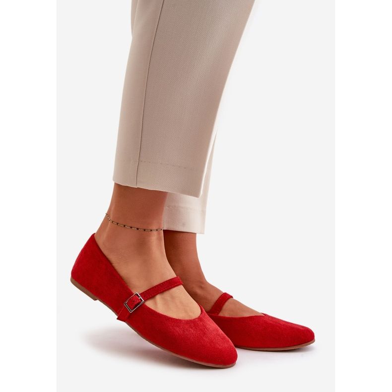 Eco Suede Red Flat Ballet Flats hihnalla Tirilina punainen 1