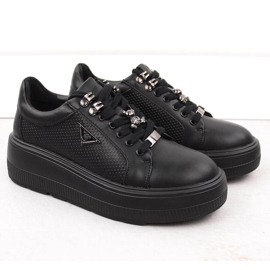 Mustat nahkaiset naisten kengät alustalla Filippo DP6382 2