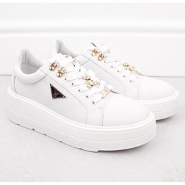 Valkoiset naisten nahkakengät alustalla Filippo DP6382 valkoinen 2