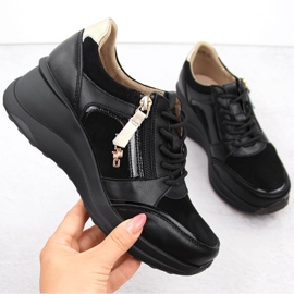 Mustat nahkaiset naisten kiilakengät Filippo DP6434 1