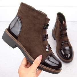 M. DASZYŃSKI Naisten mokkaeristetyt ruskeat saappaat M.Daszyński SA252-4 1