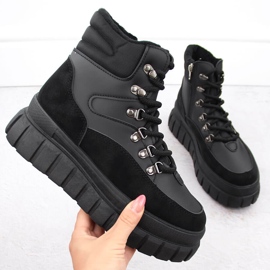 Naisten mustat saappaat paksulla alustalla News 7928 1