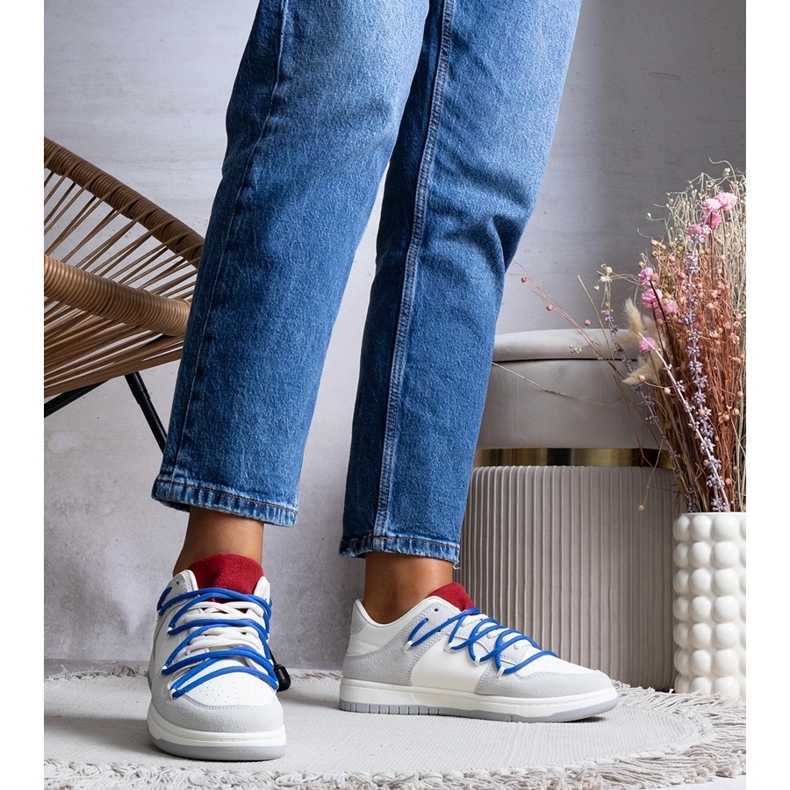 Aucoinin harmaat tennarit laivastonsinisilla nauhoilla valkoinen 1