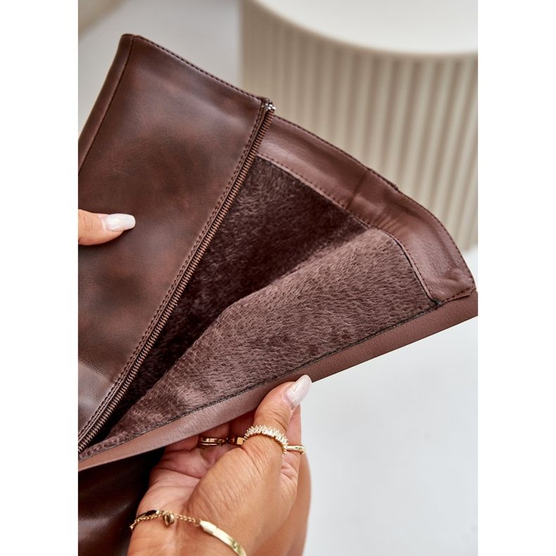 Eristetyt naisten saappaat vetoketjulla Eco Nahka Ruskea Tialethe 2