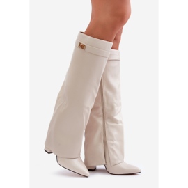 Naisten Eco-nahkasaappaat, joissa on käännetty ylempi korkeakorkoinen vaalea beige Avamora 1