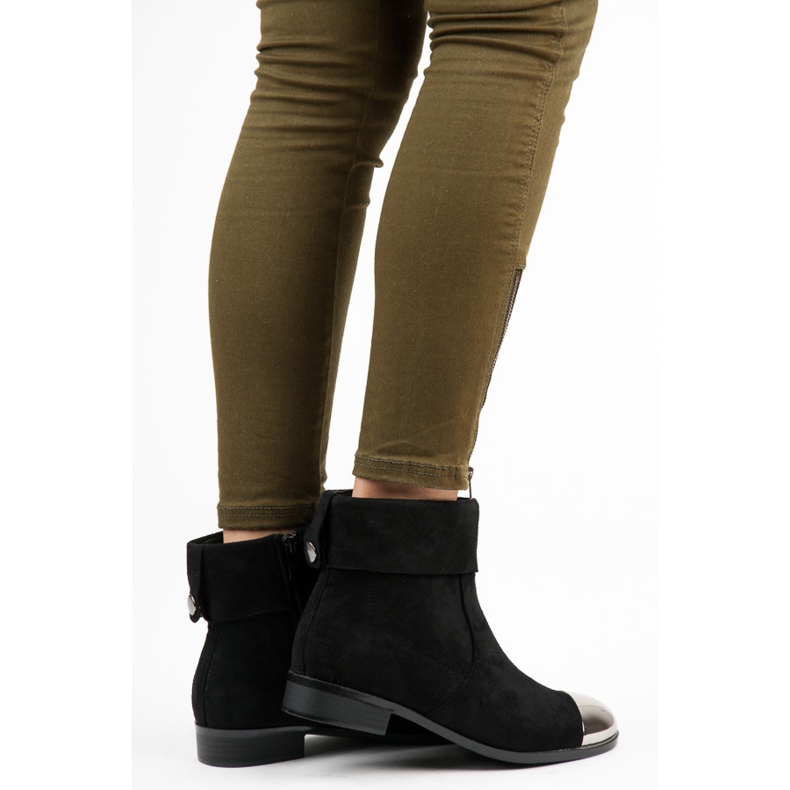 Ideal Shoes Suede nilkkurit vetoketjulla musta 2