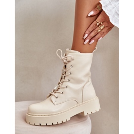 Naisten eristetyt työsaappaat pinneillä, beige Avorira 2