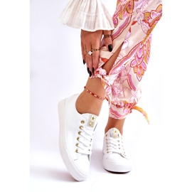 News Naisten klassiset tennarit, valkoiset ja kultaiset Ecoma valkoinen 1