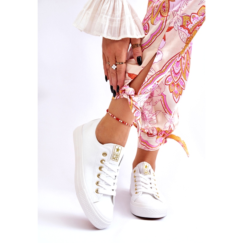 News Naisten klassiset tennarit, valkoiset ja kultaiset Ecoma valkoinen 1