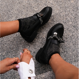 Naisten mokasiinit rusetilla S.Barski HY42-331 musta 2