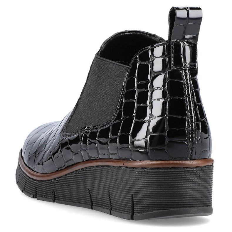 Kiiltonahka mustat käärmeennahkasaappaat Rieker 53794-01 1