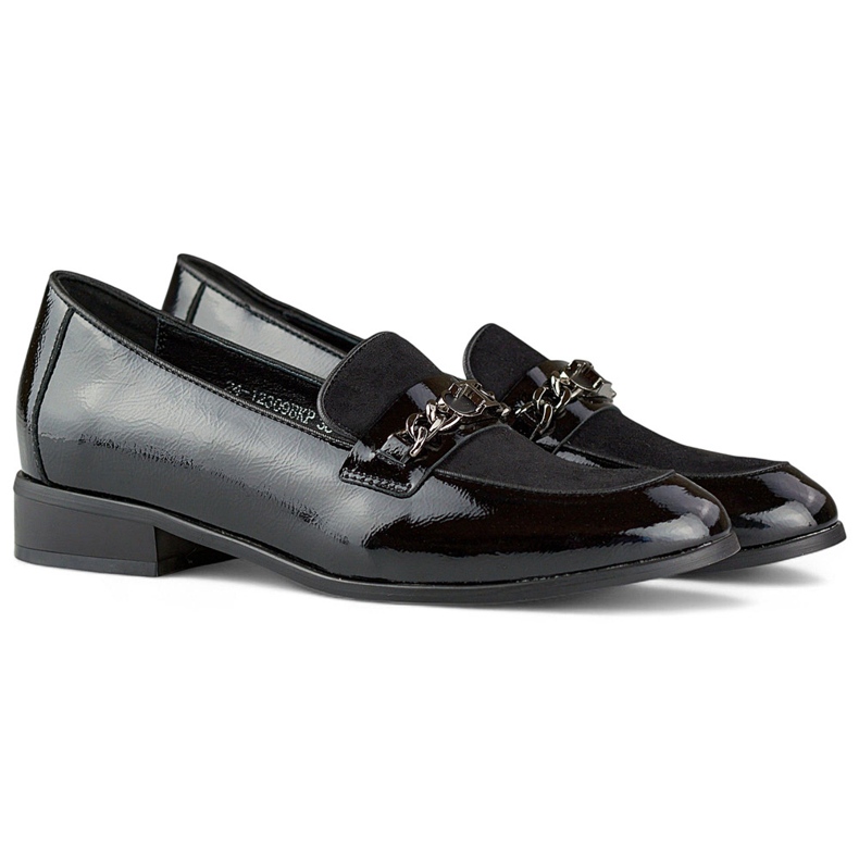 Klassiset naisten mustat patentoidut kengät 1