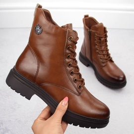 Naisten eristetyt kävelysaappaat ruskea Potocki 12203 1