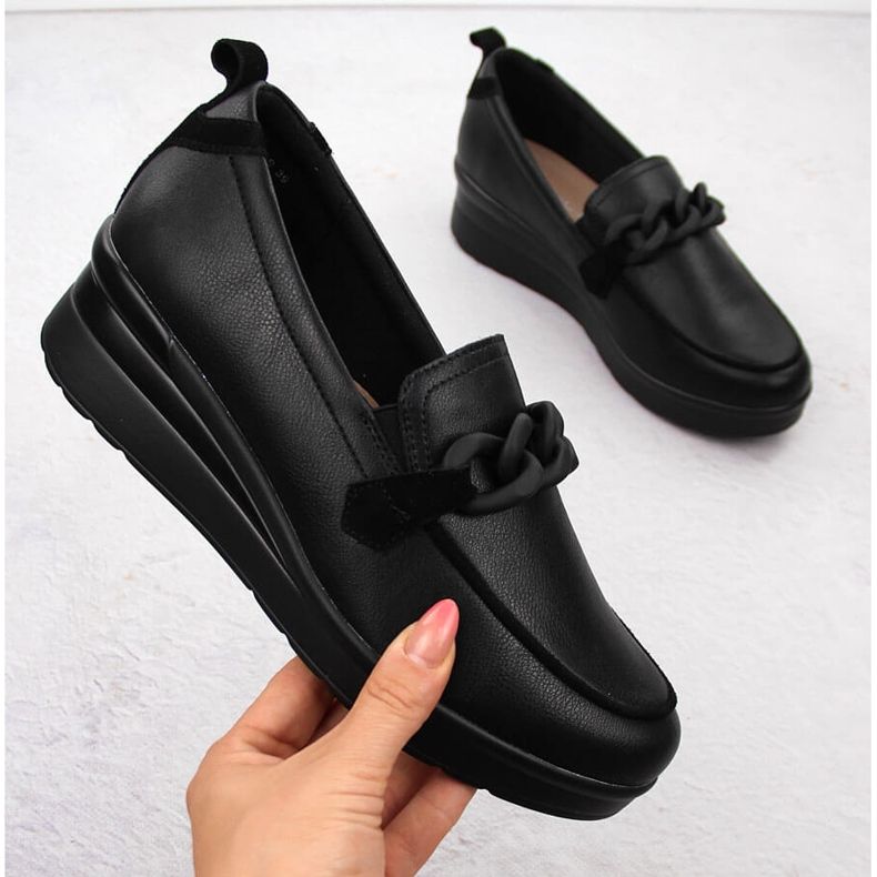 Naisten nahkakengät ketjulla, musta Sergio Leone PB231-S 1