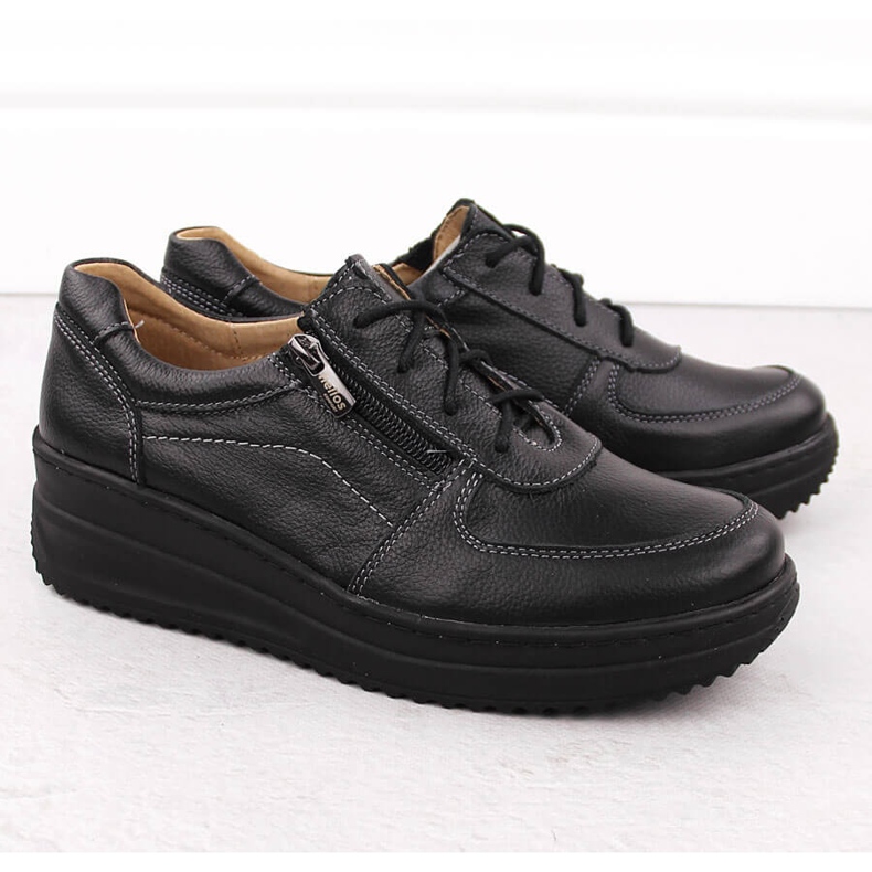 Naisten mukavat mustat nahkakengät Helios 419 2