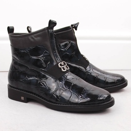 Naisten kiiltonahkaiset nilkkurit, musta, Potocki 12544 2