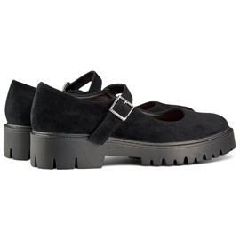 Naisten mustat mokkanahkakengät solkikiinnityksellä 1