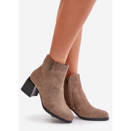 Naisten korkeakorkoiset nilkkurit vetoketjulla, tumma beige by Tinamar 1