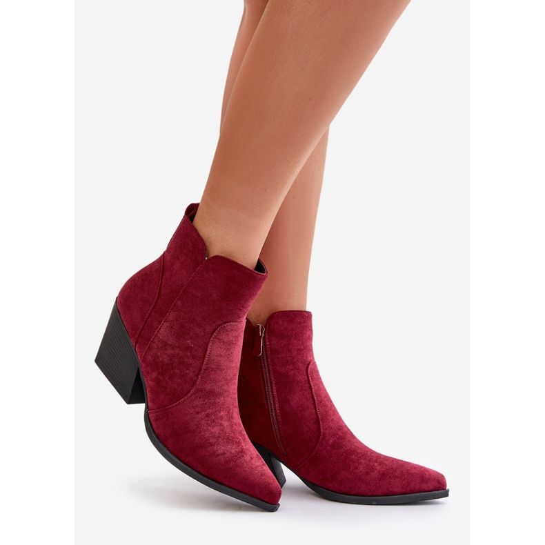Eristetyt Eco Suede Cowboy-saappaat vetoketjulla, Burgundy Virtris punainen 1