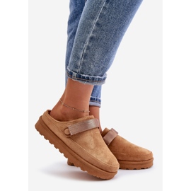 Naisten turkisvuoratut varvastossut Camel Azida -tasolla ruskea 1