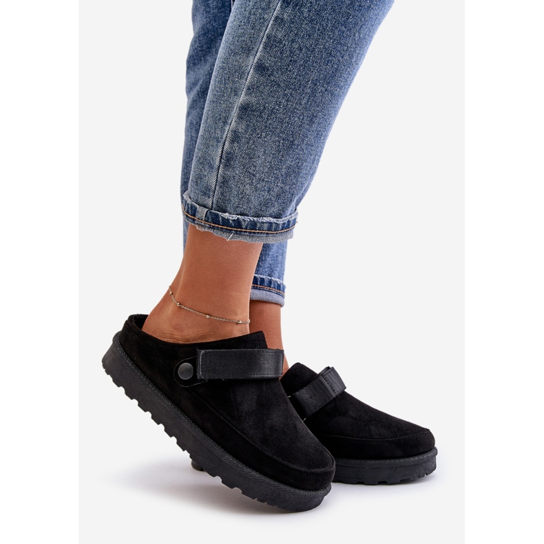 Naisten turkisvuoratut varvastossut Black Azida -alustalla musta 1