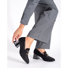 Naisten mokkanahkaiset kengät, joissa paksu kantapää musta 1