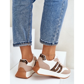 Naisten Leopard-lenkkarit, urheilukengät alustalla, beige Thari 2