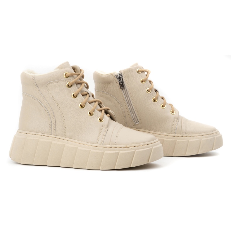 Olivier Naisten eristetyt nahkaiset talvisaappaat 1179, beige 2