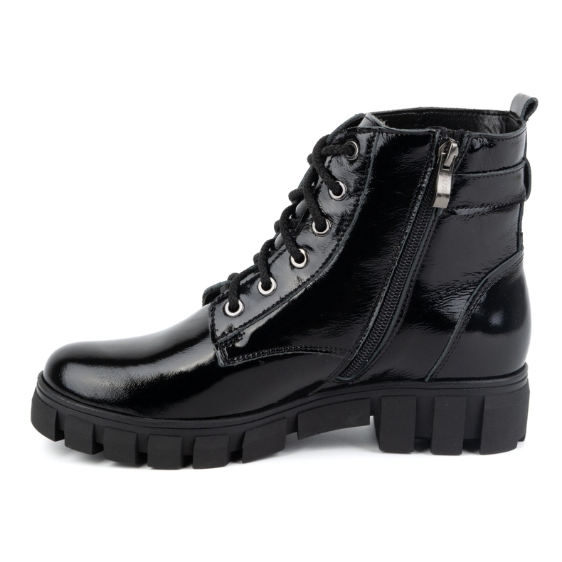 Olivier Naisten nahkasaappaat, eristetty, 373BB, mustaksi lakattu 1