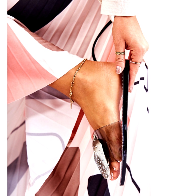 Naisten kumisilmut, joissa on keula- ja mustaharmaa zirkoni 4