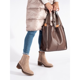 Seastar Beiget mokkanahkaiset Chelsea-saappaat, joissa korkea kantapää 2