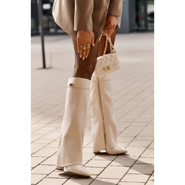 Naisten Eco-nahkasaappaat, joissa on käännetty ylempi korkeakorkoinen vaalea beige Avamora 2