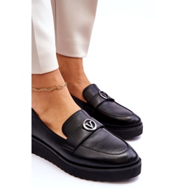 Naisten Vinceza-nahkaiset mokasiinit, joissa matala kiila, musta 4