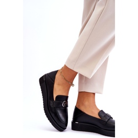 Naisten Vinceza-nahkaiset mokasiinit, joissa matala kiila, musta 1