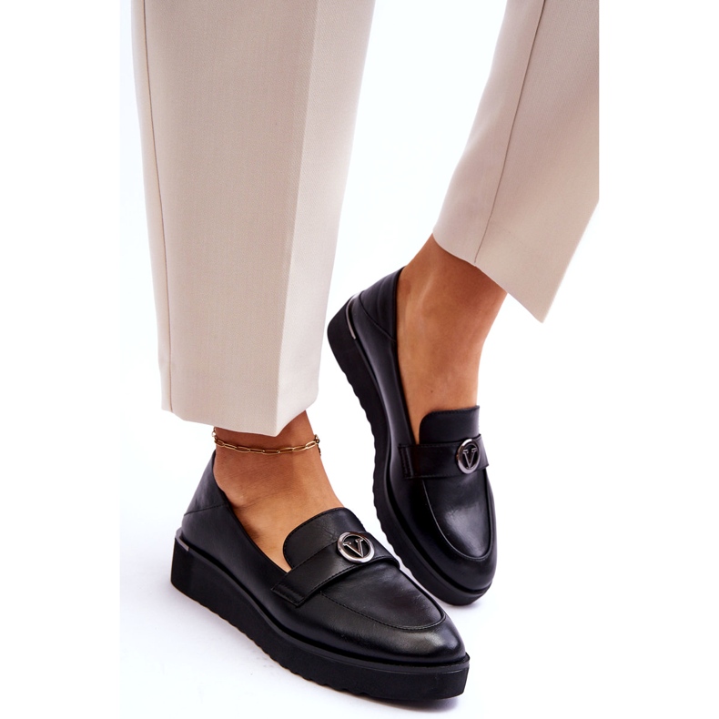 Naisten Vinceza-nahkaiset mokasiinit, joissa matala kiila, musta 3