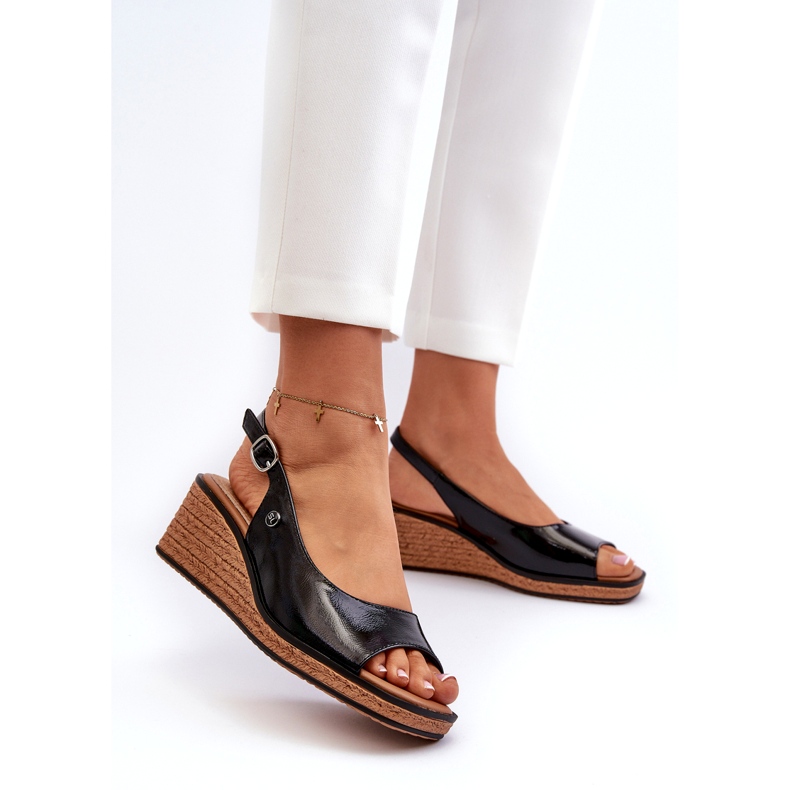 Naisten patentoidut kiila sandaalit Sergio Leone SK301 musta 1