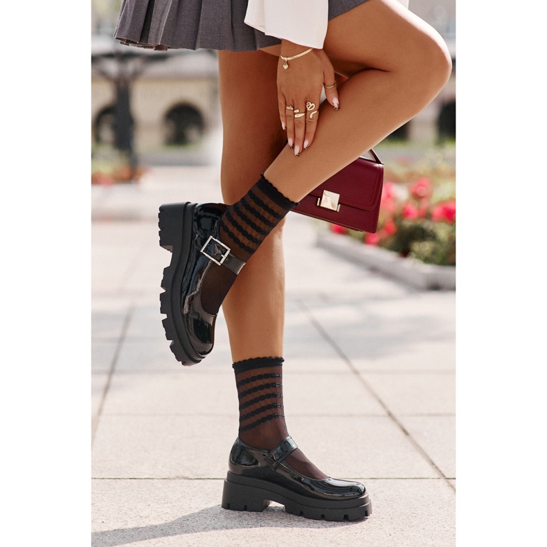 Naisten kiiltonahkakengät soljella, Black Plikuria musta 2