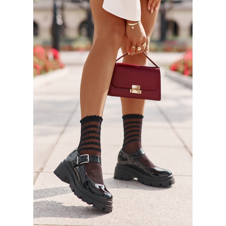 Naisten kiiltonahkakengät soljella, Black Plikuria musta 1