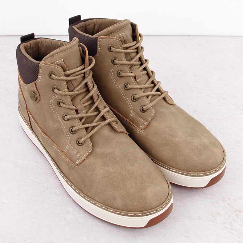 Miesten korkeat ruskeat tennarit Big Star OO174560 beige 2