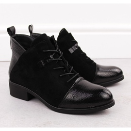 M. DASZYŃSKI Naisten mokkaeristetyt mustat nilkkurit M.Daszyński MR2458-7 2