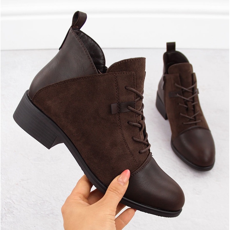 M. DASZYŃSKI Naisten ruskeat mokkanahkaiset nilkkurit M.Daszyński MR2458-7 1