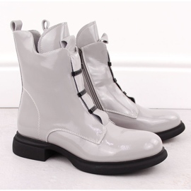 Naisten kiiltonahkaiset nilkkurit, harmaa Vinceza 66678 2