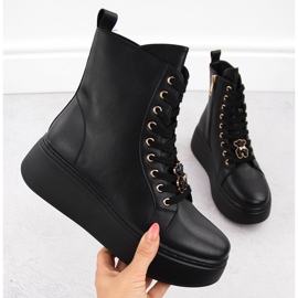 Nahkaiset alustasaappaat nallekarhulla, musta Vinceza 66701 1