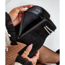 Eristetyt naisten nilkkurit korkealla kantapäällä, Eco Suede, musta Saivia 2